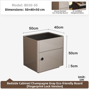 Bedside Nightstand with Safe Small Storage Cabinet Lock