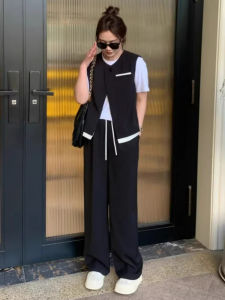 plus Size Open Cardigan Vest Set Meat Concealing Straight Leg Wide Pants Super Slimming Summer Fashion Womens Clothing Set