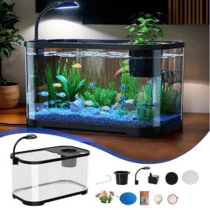 NEW Aquarium Kit Small Betta Fish Tank For Beginners Desktop Beginner Aquarium Household Fish Bowl For Betta Tortoise Frog