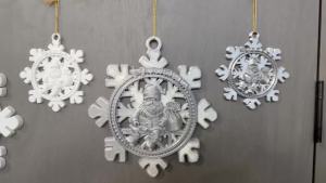 3D Relief Santa Claus Snowflake Ornament DIY Blank Xmas Pendant Home Window And Gift Box Decorations