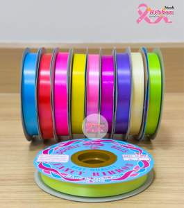 ริบบิ้นพับเหรียญสีพื้น ตราระฆัง เบอร์ 2 (แพ็คคละ สี 10 ม้วน)