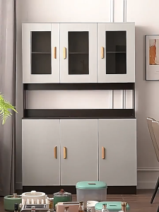 ตู้เก็บของในครัว ตู้ครัว ตู้โชว์ ตู้เก็บของพร้อมช่องวางของ2-in-1 สำหรับเครื่องดื่มและเครื่องครัว ขนาด100-120cm พร้อมส่ง