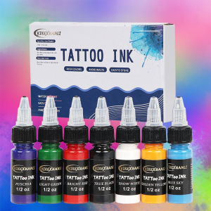 Bộ Mực Xăm 1/2 Oz 15ml/chai - Bộ 1 Hoặc 7 Chai - Màu Xăm Mỹ Phẩm Trang Trí Da Nghệ Thuật Body Art Dành Cho Mọi Nghệ Sĩ Xăm Hình