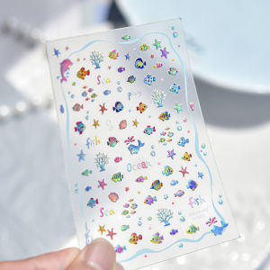 OIMG | 5D Jelly Nail Stickers Summer Ocean Series Underwater Tropical Small Fish Nail Decorations Decals Self Adhesive Nail Sticker DIY