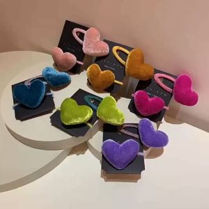 Korean Style Quality Velvet Heart Hair Tie and Hair Clip 2 Piece