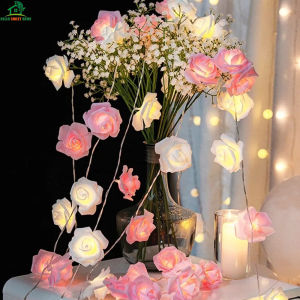 10LEDs Foam Rose Fairy Lights Artificial Flower Bouquet String Lamps for Valentines Day New Year Wedding Garland Decoration