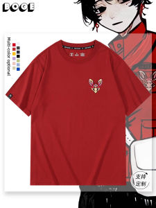 Cosplay Cotton T-Shirt Red Short-Sleeve