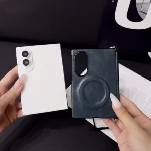 szhaiyu | For Samsung Galaxy Z Fold 8 Fold8 Wide Magnetic Luxury PU Leather Matte Case With Wireless Charge Magnet hinge Protect Hard Case