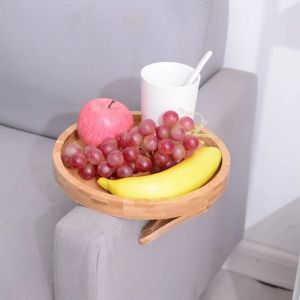 Tray Sofa Tray Table Sofa Armrest Clip-On Tray Natural Wood Sofa Tray Practical TV Snack Tray for Remote Control Coffee Snacks