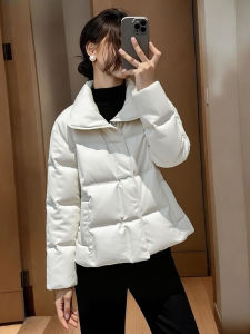 DANTING | Elegant Waist-Cinching Warmth Fitted Turn-Down Collar Tied Belted Down Jacket