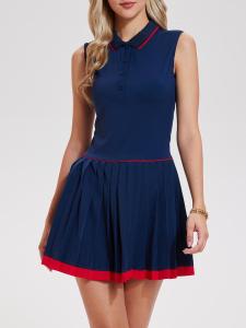 Colorful Polo Neck Tennis Dress Quick Drying Mini Skirt