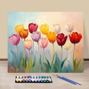Tranh Tô Màu Acrylic Hoa Tulip Nhiều Màu Sắc Theo Số - Tranh Vẽ Theo Ảnh Gia Đình Trẻ Em - Món Quà Giáng Sinh Hoàn Hảo