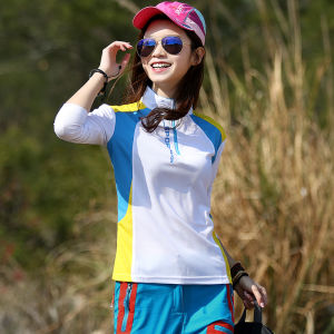 Womens Long Sleeve Quick Dry T-Shirt Outdoor Climbing Hiking Sports Fitness Elastic Breathable Sun Protection Fast Drying Summer Shirt
