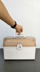 กล่องยา กล่องยาพกพา กล่องยาสามัญประจำบ้าน พร้อมที่จับ บรรจุได้เยอะ กล่องยาสองชั้นขนาดใหญ่ กล่องยา3ชั้น