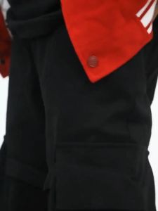 Korean Street Hip Hop Plus Size Casual Black Slim Fit Tactical Ankle Cargo Pants for Men 6-Pocket Design – Trendy and Functional Streetwear for Casual and Active Use