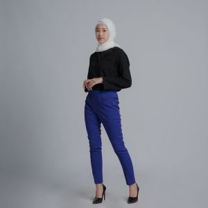 Celana wanita terbaru slimfit ban karet polyester premium stretch import syakira by azkia biru jeans