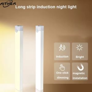AITHEA Motion Sensor LED Cabinet Light USB Rechargeable Wireless Strip Lamp for Closet Wardrobe Kitchen Staircase Bedroom