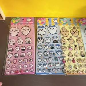 Bandai | Anime Chiikawa Sticker kawaii Creative Drop Glue Stereo Sticker Cute Decorative Computer With Diy Decorative Stickers Gifts