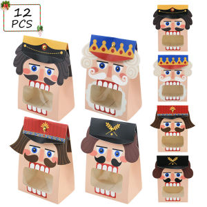 12PCS Christmas Gift Boxes with window 3D Cardboard Small Gift Boxes Holiday Party Favor Supplies Xmas Goodie