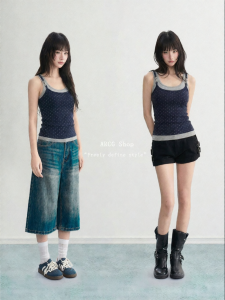 ARCG | Navy Dots Illusion Piece Sleeveless Tank Top