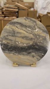 CENTRAL STONE Italian Natural Marble Coffee Side Table Dia50cm -Venice Brown