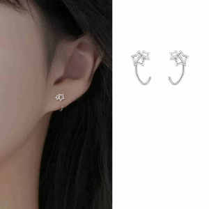 S925 Sterling Silver Star Earrings Womens Simple Luxury Ear Cuff High-End Sensation Fashion Jewelry Ear Decorations