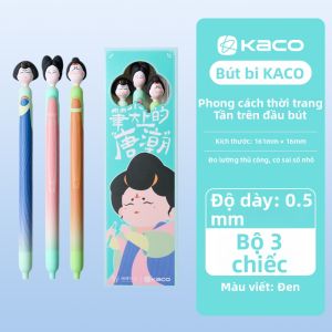 Kaco | Bút Trung Tính Giảm Stress Có Chức Năng Nhấn Bên 0.5mm Gói 3 Cây
