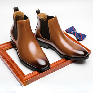 FECHENG 2023 Mens Ankle Boots Men Chelsea Boots Cow Leather round toe Martins boots casual retro trend British style boots