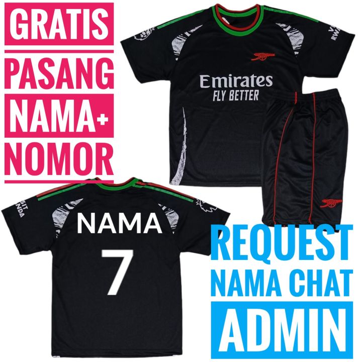 SETELAN JERSEY REPLIKA ARSENAL /BAHAN DRYFIT BISA CUSTOM NAMA ANAK