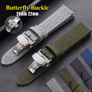 Quick Release Nylon Leather Strap 20mm22mm Butterfly Buckle Business Universal for Omega for Seiko Watch Band Women Men Bracelet