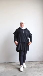 Hitjab - Hoodie Asimetris JUMBO Plus Big Size Olahraga Sport Padel 9-0292