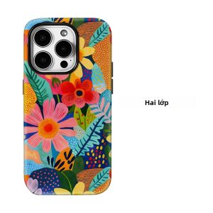 Potdemiel | Ốp Lưng Magsafe Aurea Matte Bumper Cho iPhone 17/16/15/14 Plus/13 Pro Max - Chống Sốc Chất Liệu PC Cứng Thiết Kế Hoa Nhiệt Đới Rực Rỡ