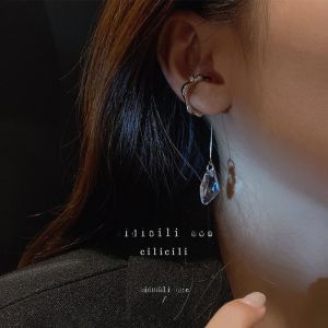 ต่างหูแบบคลิปหูประดับคริสตัลสไตล์ฝรั่งเศส แฟชั่นเรียบง่าย เหมาะกับทุกโอกาส ไม่ต้องเจาะหู เครื่องประดับแฟชั่นสำหรับผู้หญิง