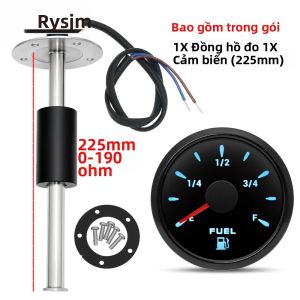RYSJM | Đèn Nền LED 7 Màu 52mm Đồng Hồ Đo Mức Nhiên Liệu Ô Tô/thuyền Phạm Vi 0-190ohm Cảm Biến Mức Nhiên Liệu Nổi Tương Thích Với Bình Nhiên Liệu 100~525mm