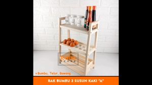 KT66-Kaki A Rak Bumbu Kombinasi Kotak Bawang Sekat/Rak Bumbu Dapur Rak kayu aestetik