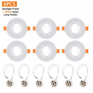 JOYINLED 6PCS Round Adjustable LED Downlight with GU10 Lamp Holder 70mm Cutout Recessed Spotlight Fittings Ceiling Lamp Frames