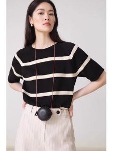 HUOLISI | Trendy Striped Knitted T-shirt for Women