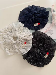 Korean Style Large Polka Dot Heart Shaped Hair Ties Womens Fashionable Hair Bands Super Size Head Flowers Hair Bands
