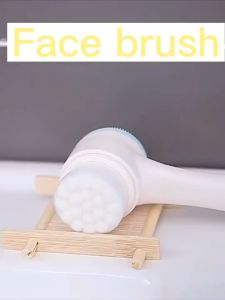 3D Double Silicone Facial Cleansing Brush Manual Massage Facial Brush Soft Bristles Exfoliator Double Sided Face Wash Brush