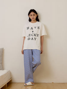 me home wear | Bộ Đồ Ngủ In Chữ Cotton Phong Cách Rộng Rãi Mới 2026