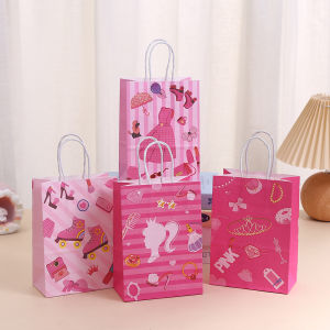 Pink Barbie Girl Birthday Holiday Bag Gift Packaging Bag Brown Packing Paper Paper Bag Gift Handbag Shopping Bag