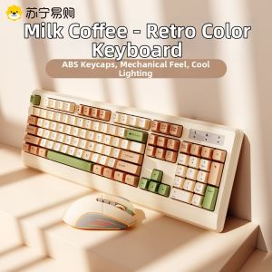 KUNYI | Ergonomic Retro Mechanical Keyboard and Wired Mouse Set
