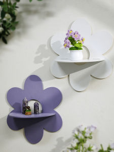 Wooden Flower-Shaped Wall shelves - Cute Nursery Decor Shelf Floating Display Stand for Kids Room Wall-Mounted Storage Rack