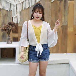 Womens Summer Shawl Strapless French Style Small Cannon Light Weight Sun Protection Shirt Silk Chiffon Open Cardigan Short Sleeve