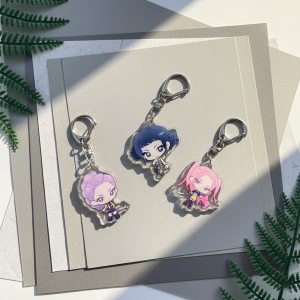 3Pcs Kpop Demon Hunters Acrylic Keychain Set Cartoon Anime Figure Keyring Cute Backpack Purse Charm Accessories Gift Idea
