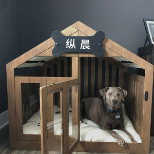 Zongchen Luxury Wooden Dog House Indoor Villa Real Wood Pet Shelter Warm Cozy Dog Kennel for Large Dogs Home Pet Supplies