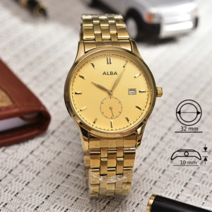 Jam Tangan Kasual pria-Jam Anti Air-AB-8033G-Detik-Stainless Stell Band