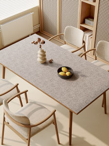 Double-Sided Linen Pattern Leather Dining Table Cloth Waterproof Oil-Proof No-Wash High-Intensity Tea Table Surface Protective Cushion
