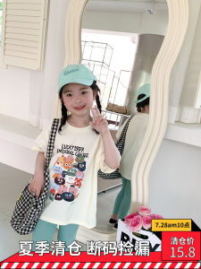 Áo Thun in Họa Tiết Hoạt Hình Dễ Thương Cho Bé Gái Mùa Hè Áo Thun Cotton Phong Cách Hàn Quốc Thường Ngày Rộng Rãi Cổ Tròn