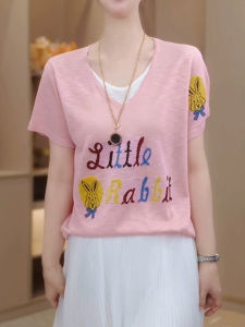 Shalldoer | เสื้อยืดแขนสั้นพิมพ์ลาย Graffiti แฟชั่น ทรงหลวม ทรงสลิมฟิต สำหรับผู้หญิง ฤดูร้อน 2025 เสื้อตัวบนลำลอง